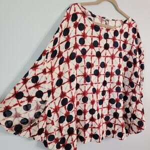 Red White Blue Batwing Gauzy Patriotic Top 4th July Size 4X Simple Suzanne Betro